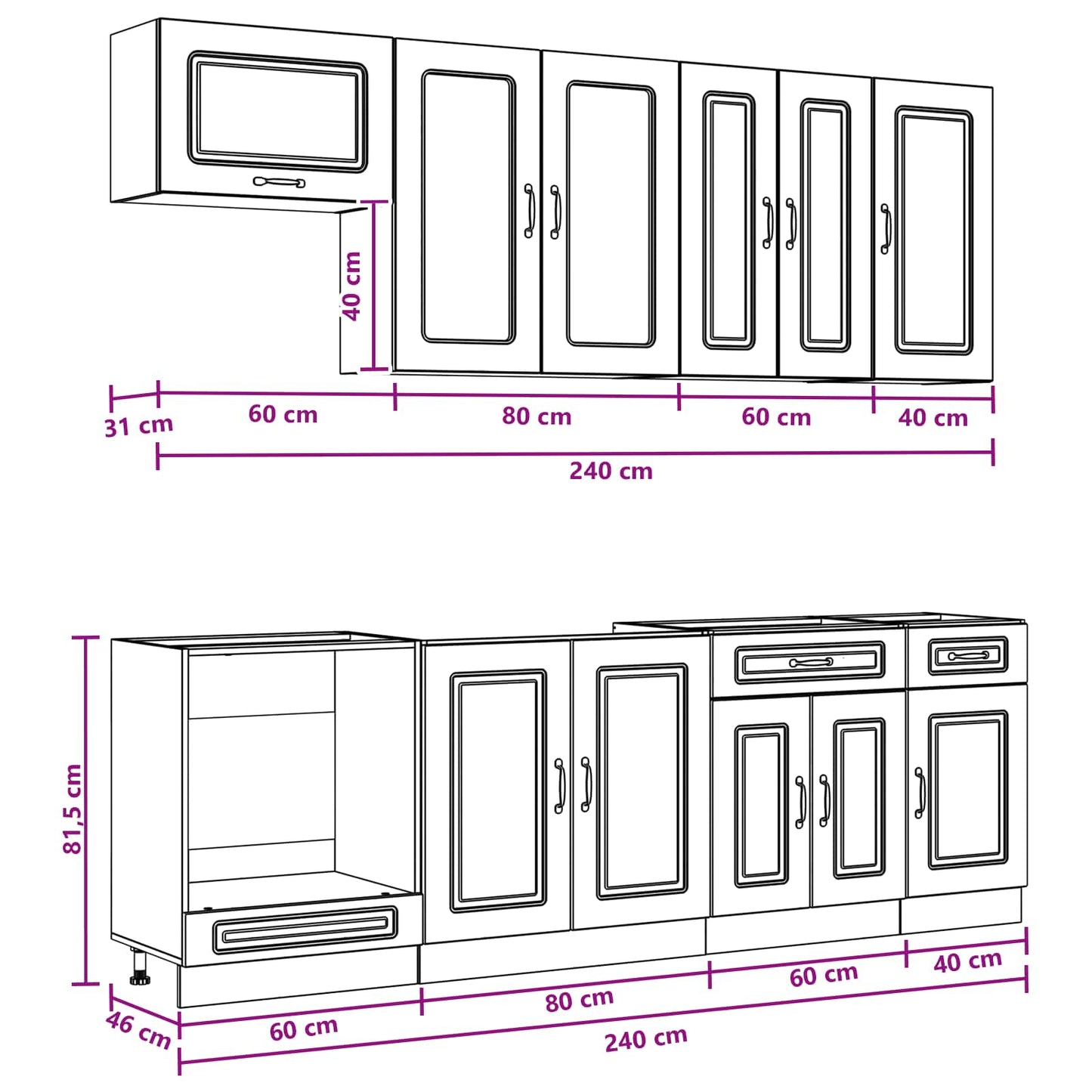 Kücheneinheit Kalmar 8 Pcs Holzwerkstoff