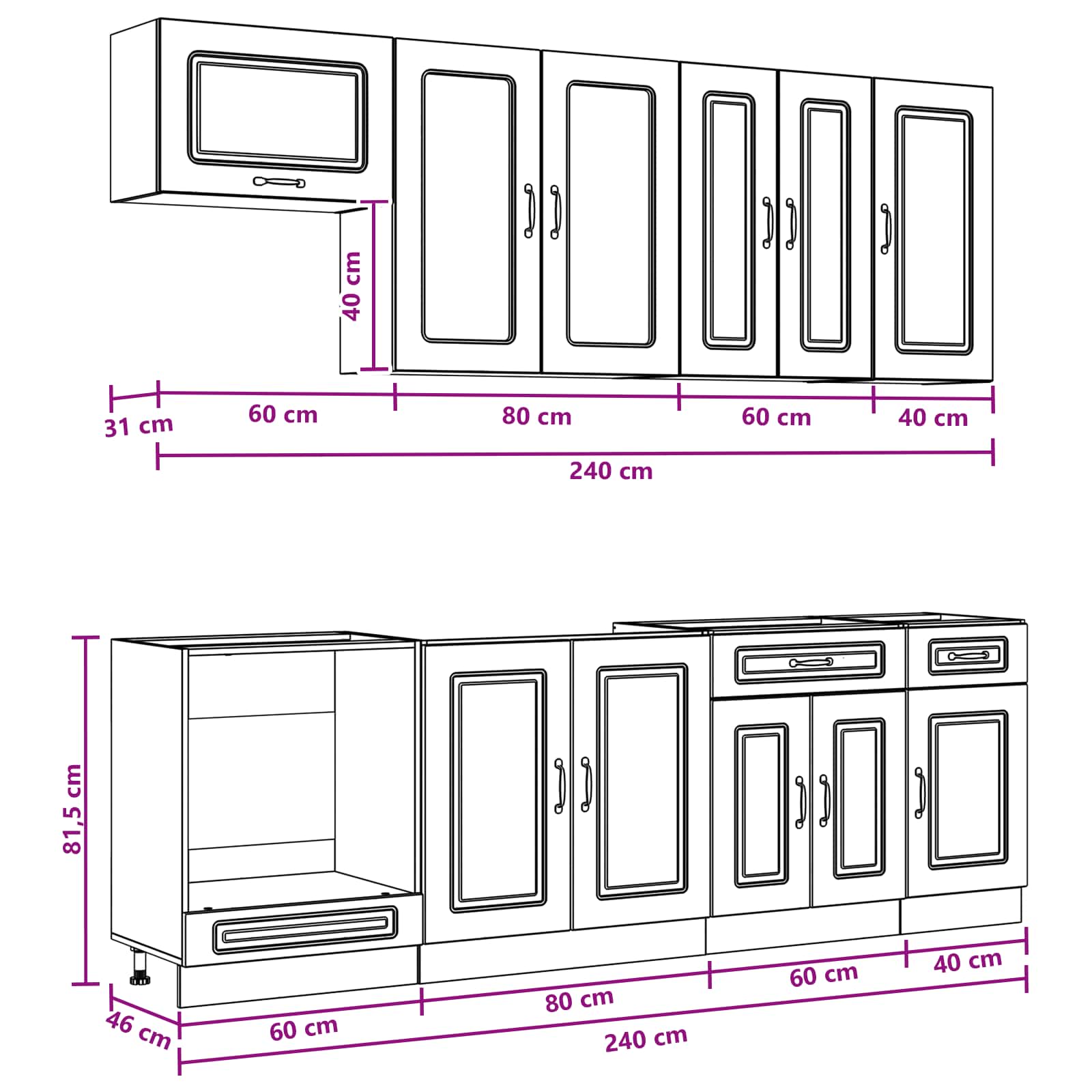 Kücheneinheit Kalmar 8 Pcs Holzwerkstoff