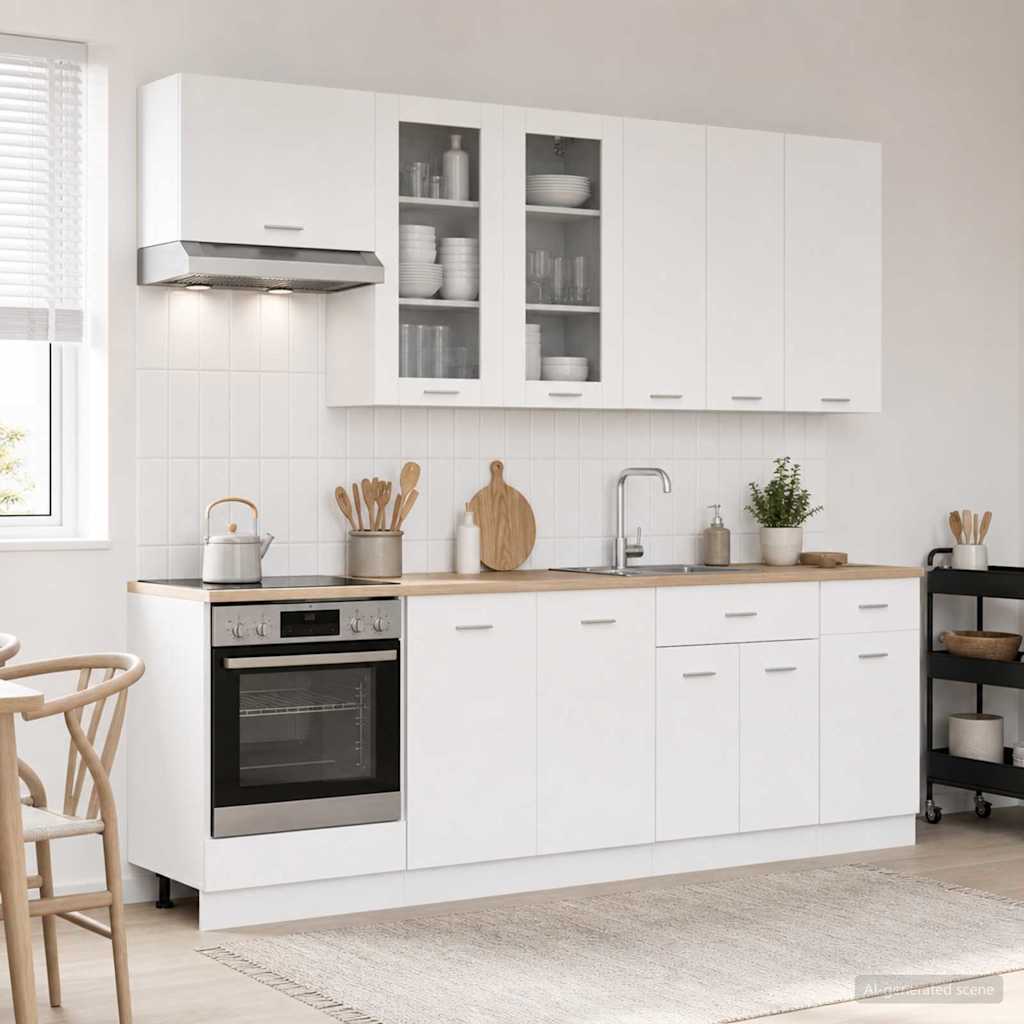 Kücheneinheit Lyon 8 Pcs Schwarze Eiche Holzwerkstoff