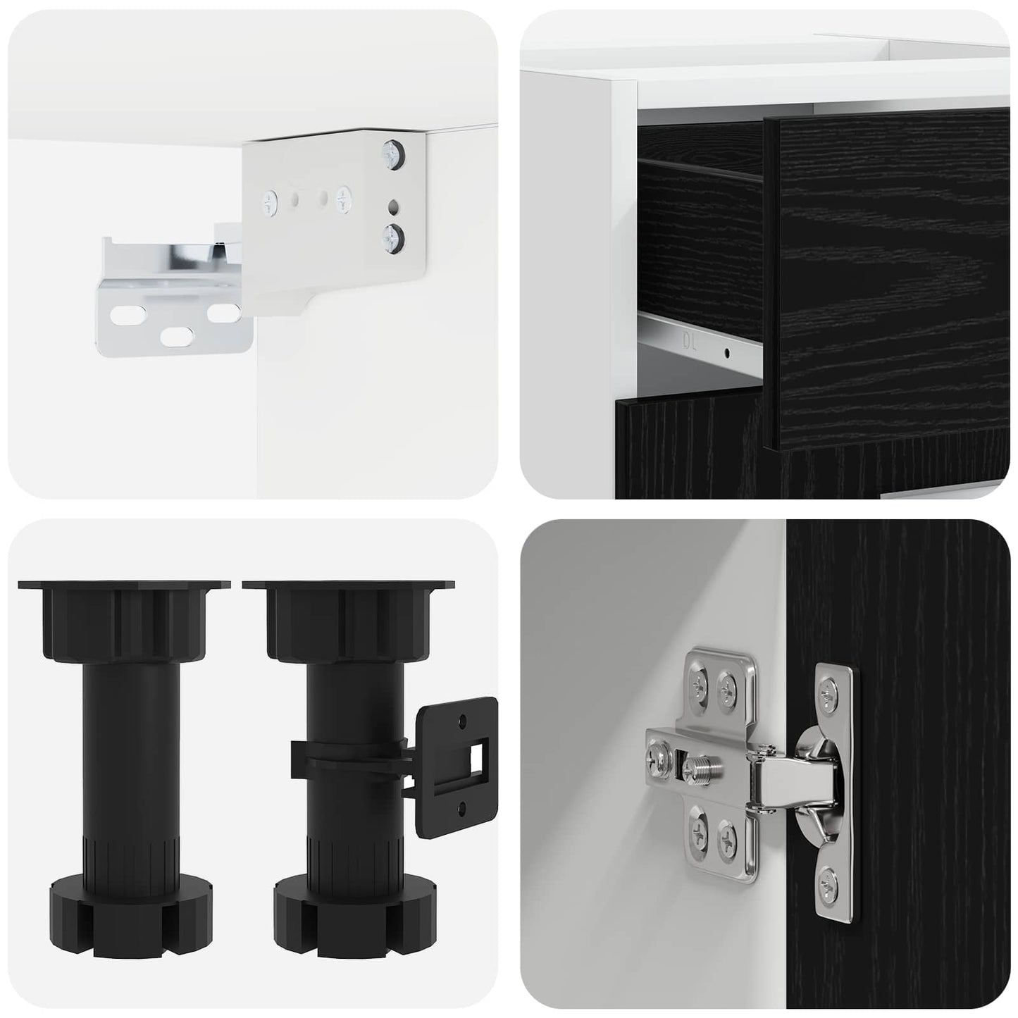 Kücheneinheit Lyon 8 Pcs Schwarze Eiche Holzwerkstoff
