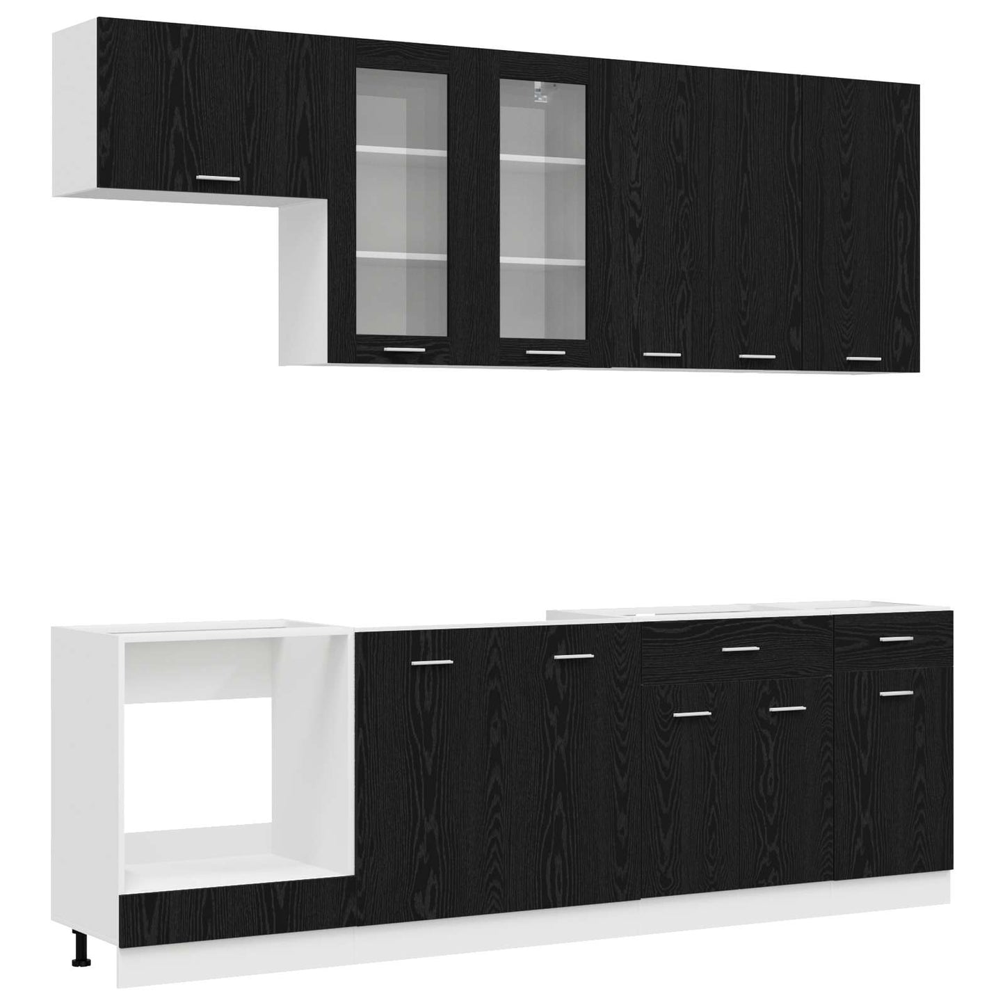 Kücheneinheit Lyon 8 Pcs Schwarze Eiche Holzwerkstoff