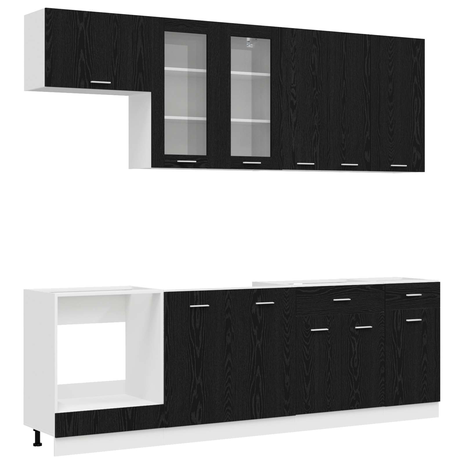 Kücheneinheit Lyon 8 Pcs Schwarze Eiche Holzwerkstoff