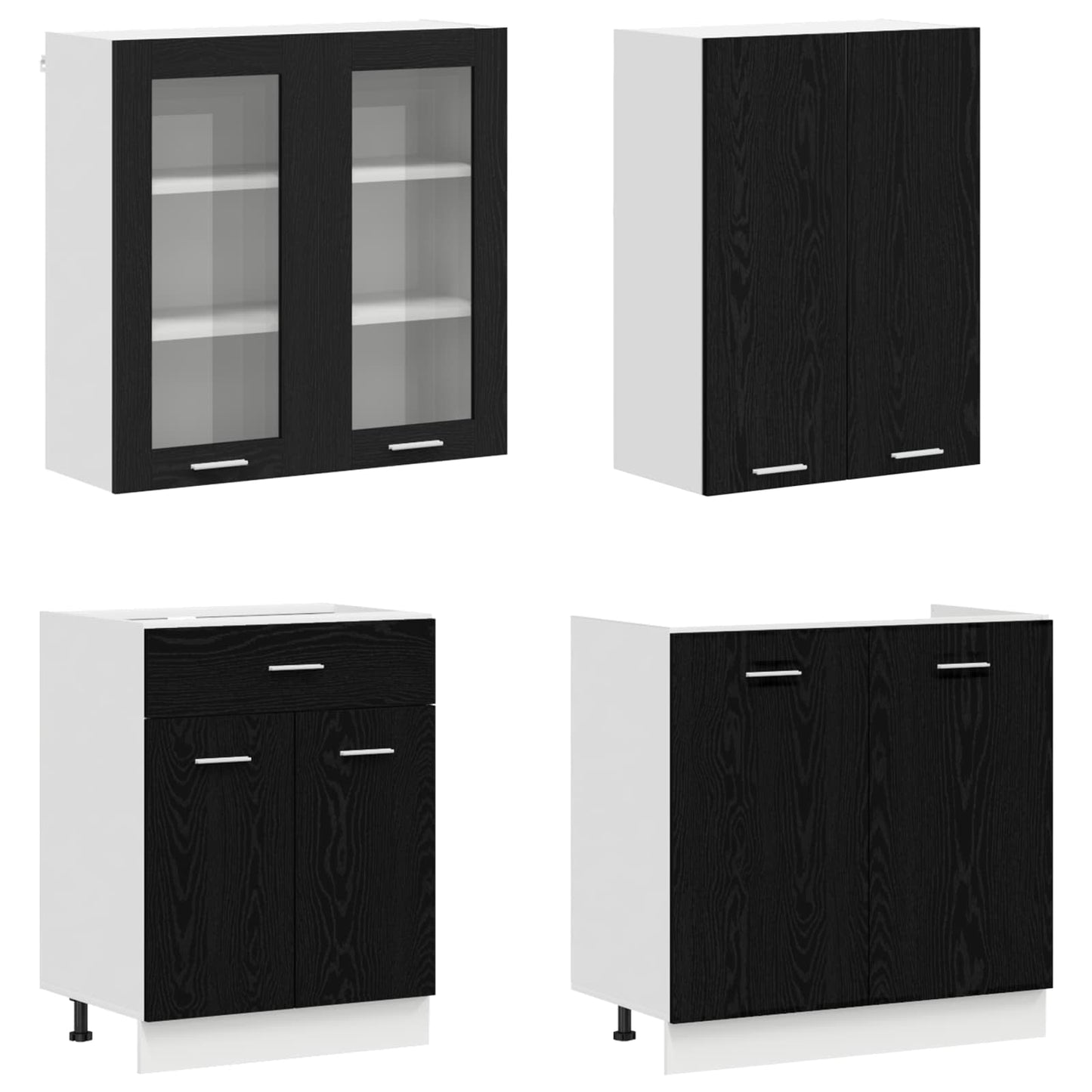 Kücheneinheit Lyon 8 Pcs Schwarze Eiche Holzwerkstoff