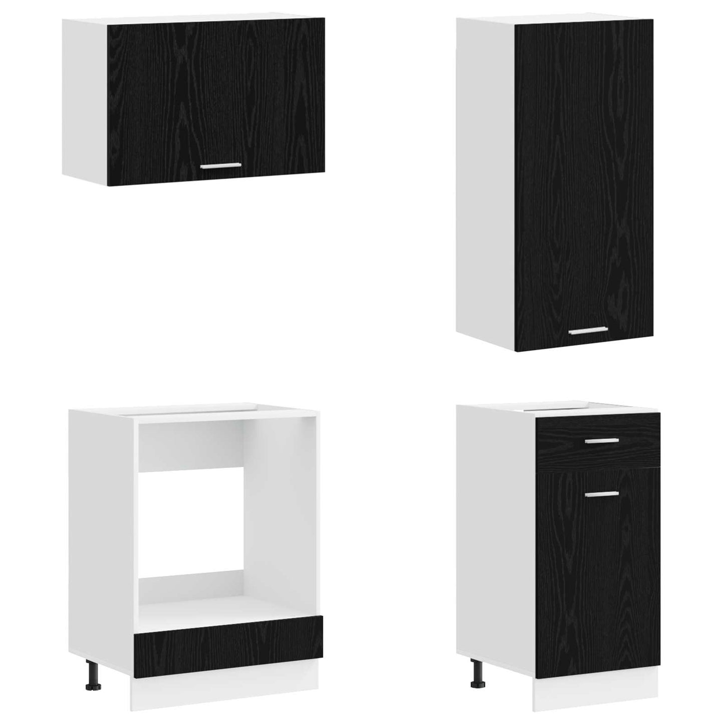 Kücheneinheit Lyon 8 Pcs Schwarze Eiche Holzwerkstoff