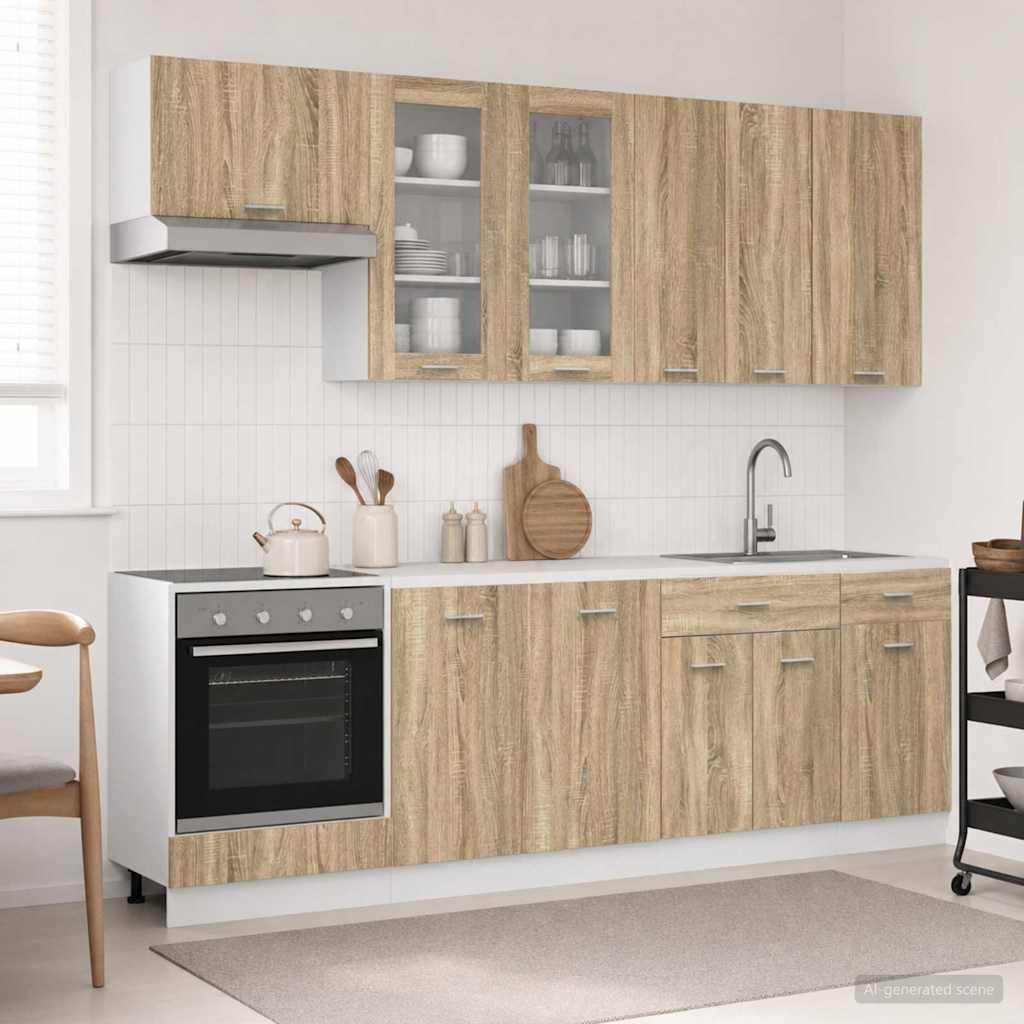 Kücheneinheit Lyon 8 Pcs Schwarze Eiche Holzwerkstoff