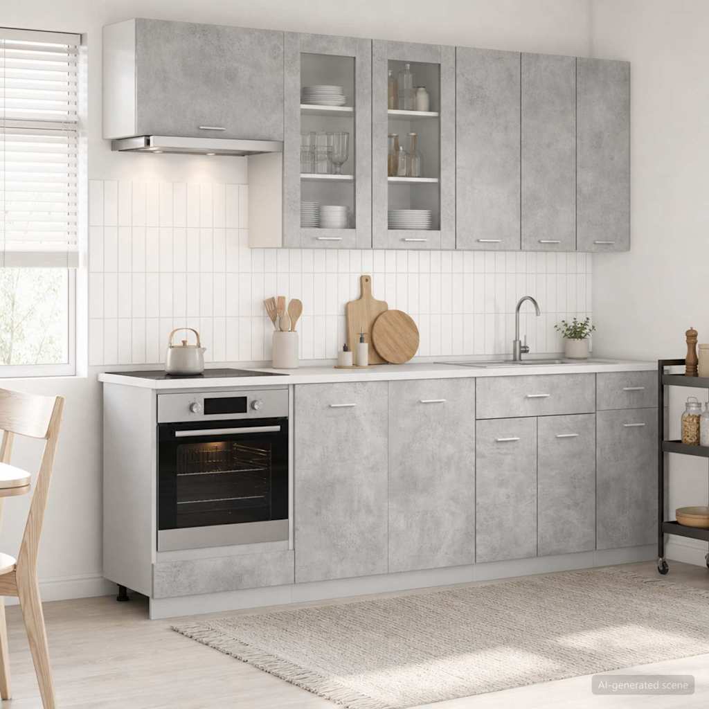 Kücheneinheit Lyon 8 Pcs Schwarze Eiche Holzwerkstoff
