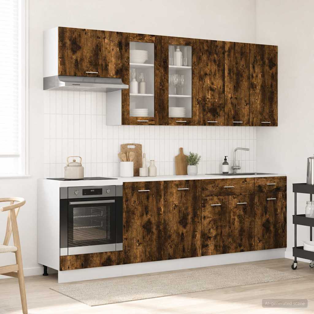 Kücheneinheit Lyon 8 Pcs Schwarze Eiche Holzwerkstoff