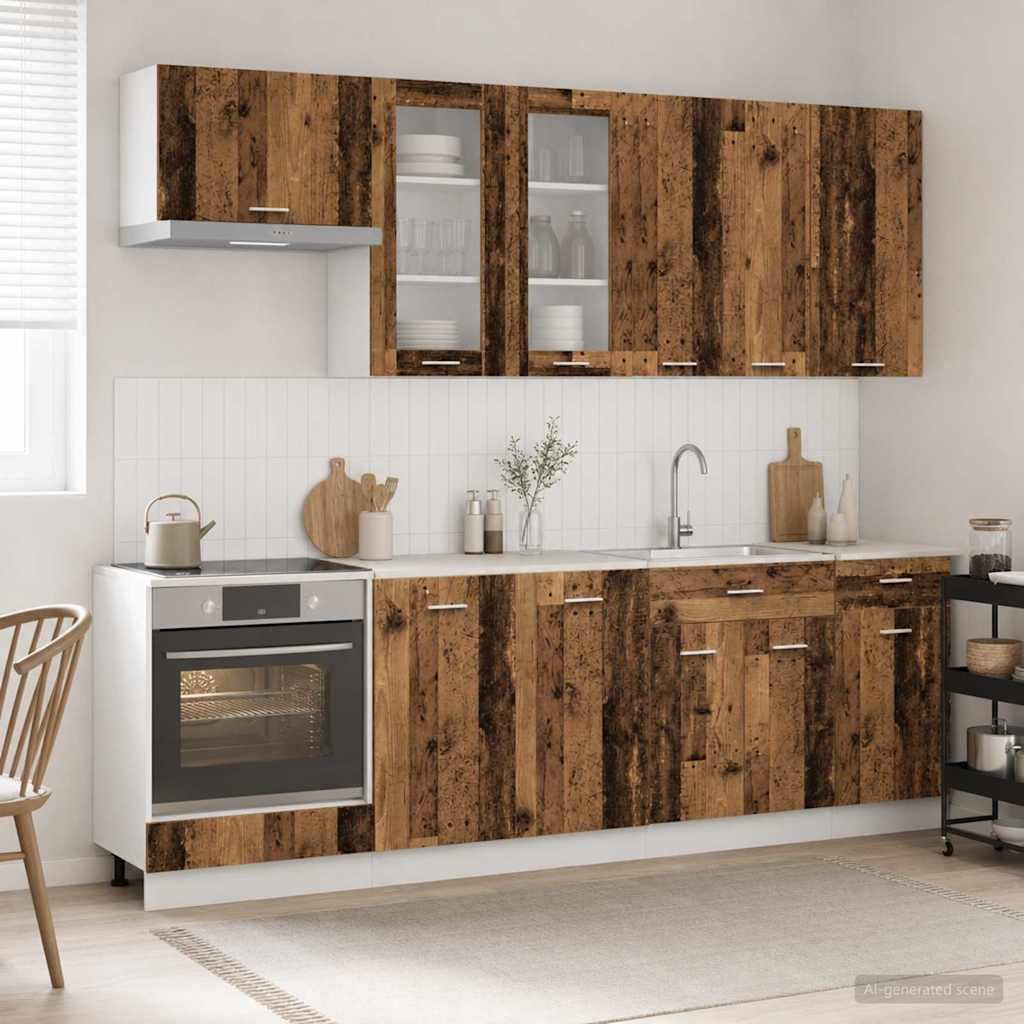 Kücheneinheit Lyon 8 Pcs Schwarze Eiche Holzwerkstoff
