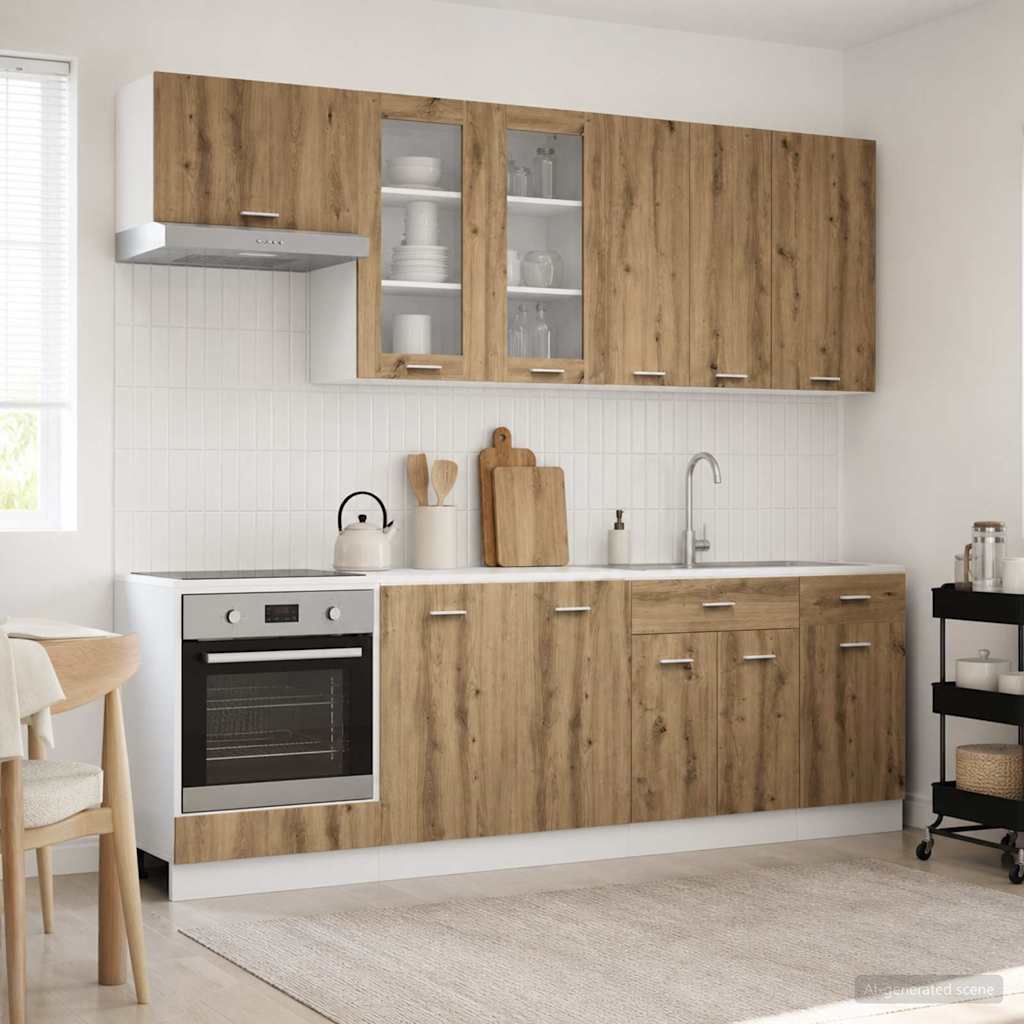 Kücheneinheit Lyon 8 Pcs Schwarze Eiche Holzwerkstoff