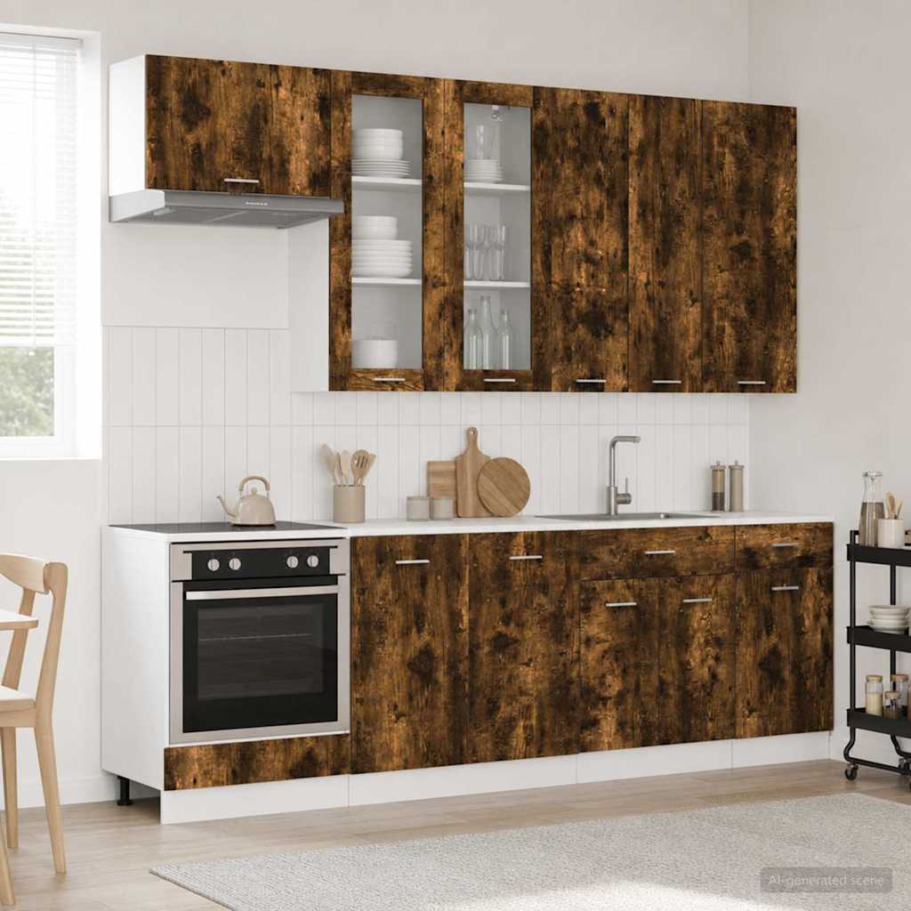 Kücheneinheit Lyon 8 Pcs Schwarze Eiche Holzwerkstoff