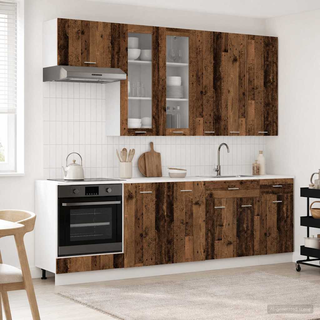 Kücheneinheit Lyon 8 Pcs Schwarze Eiche Holzwerkstoff