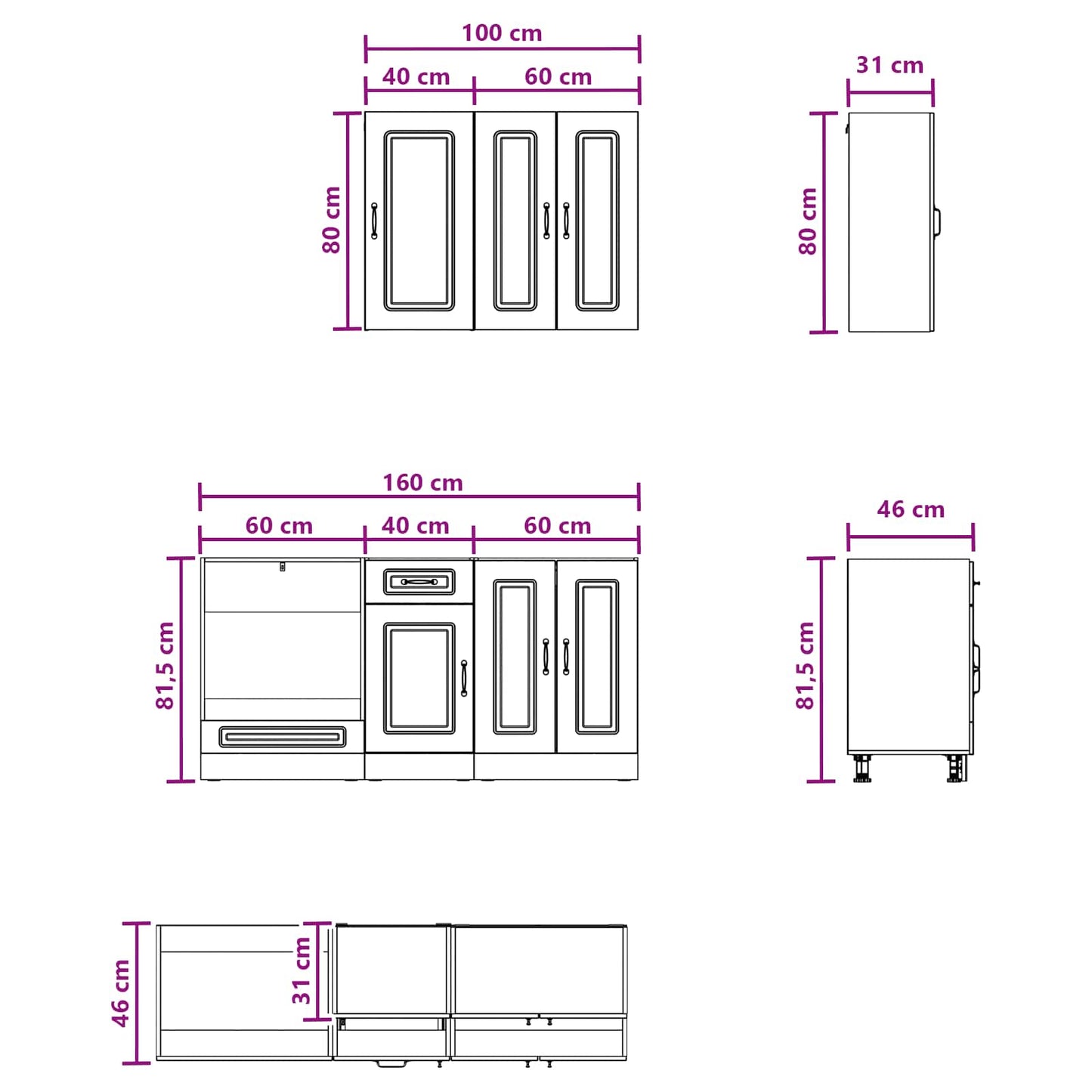 Kücheneinheit Kalmar 5 Pcs Holzwerkstoff