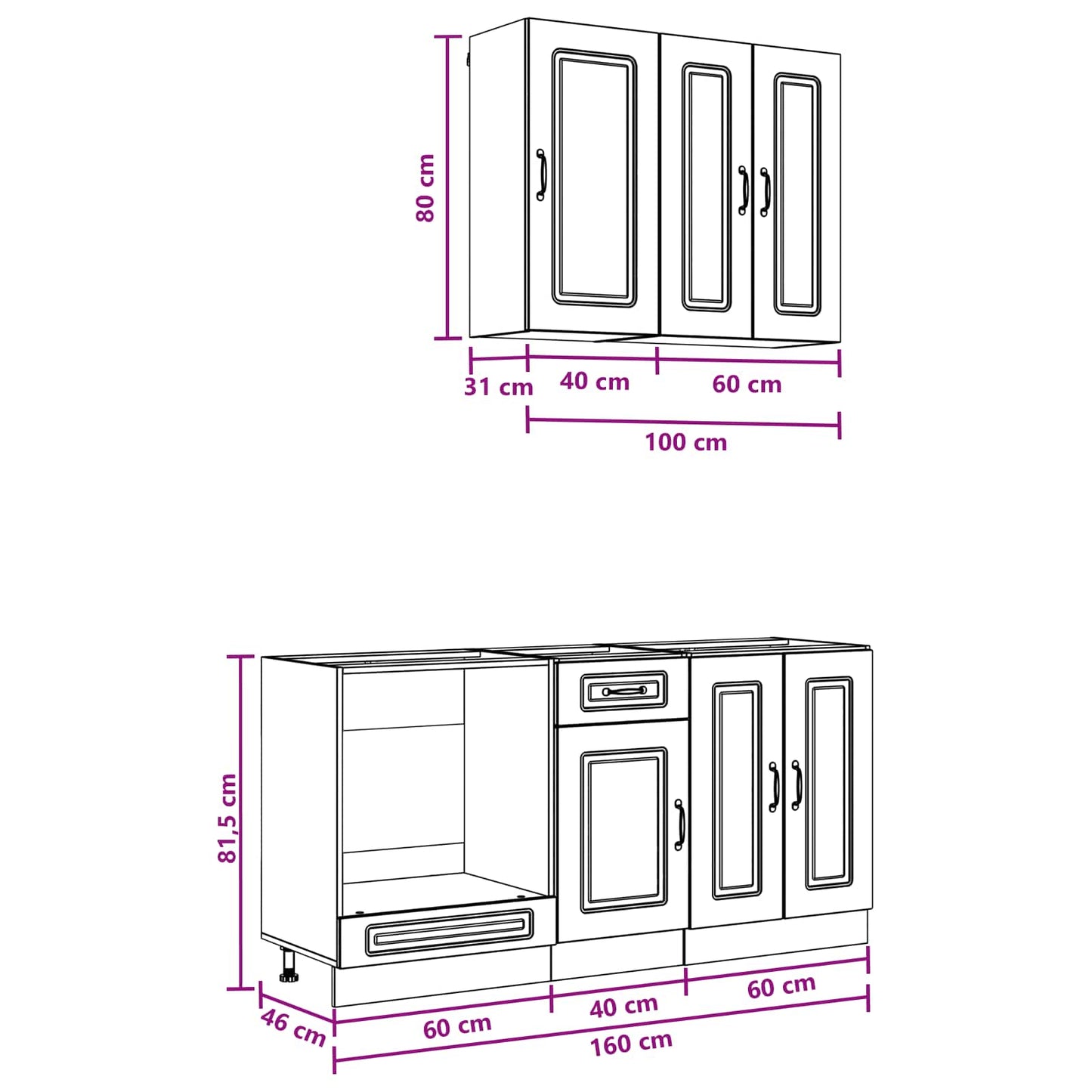 Kücheneinheit Kalmar 5 Pcs Holzwerkstoff