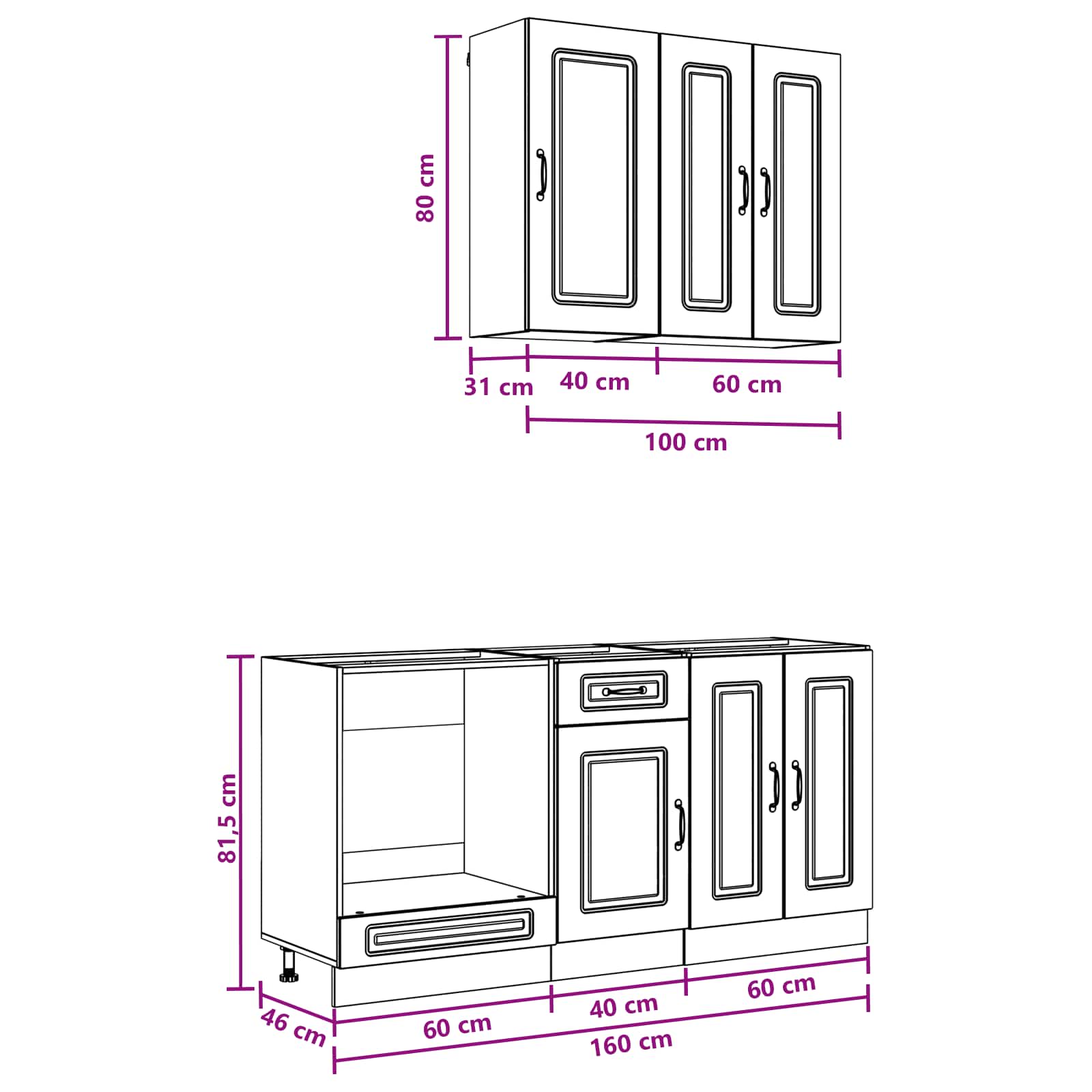 Kücheneinheit Kalmar 5 Pcs Holzwerkstoff
