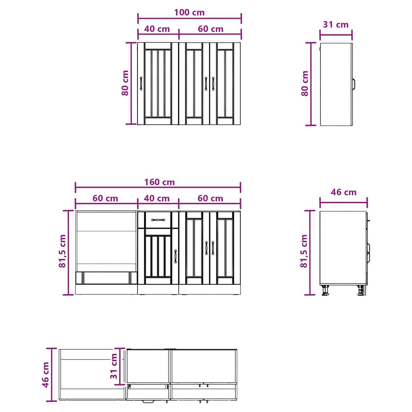 Kücheneinheit Lucca 5 Pcs Holzwerkstoff