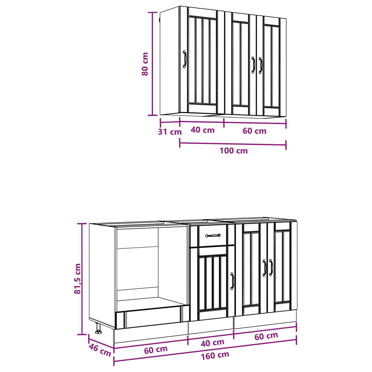 Kücheneinheit Lucca 5 Pcs Holzwerkstoff