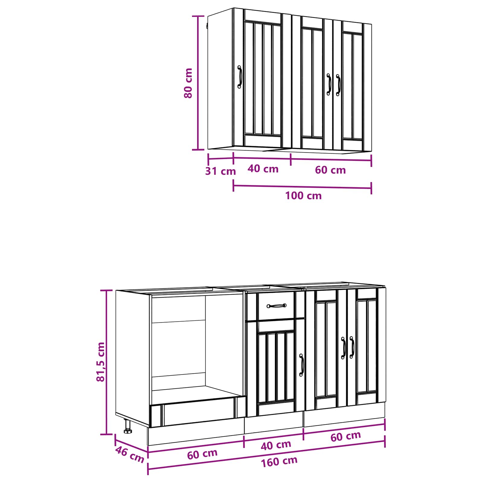 Kücheneinheit Lucca 5 Pcs Holzwerkstoff