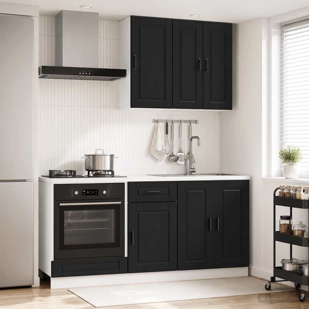 Kücheneinheit Porto 5 Pcs Schwarz Holzwerkstoff