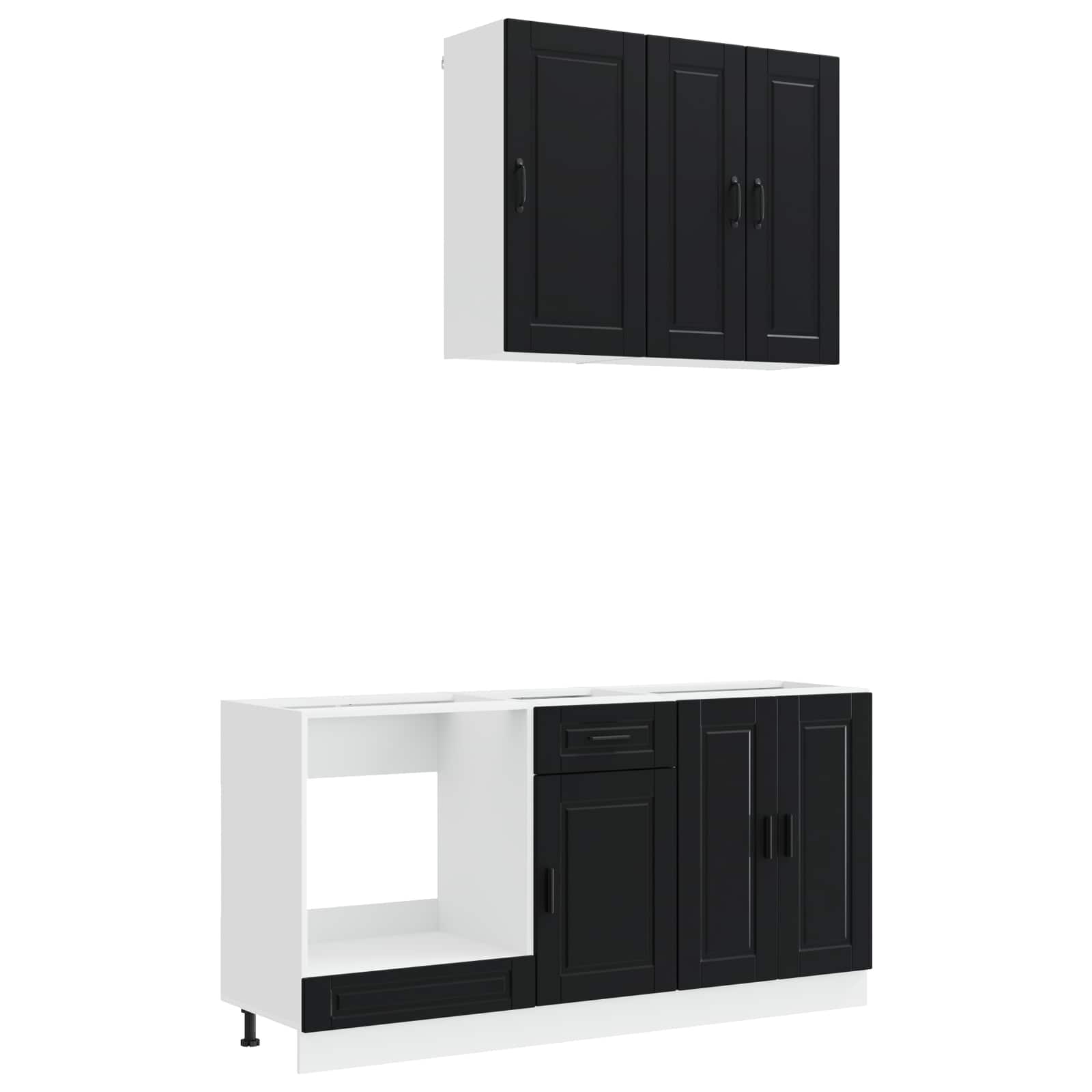 Kücheneinheit Porto 5 Pcs Schwarz Holzwerkstoff