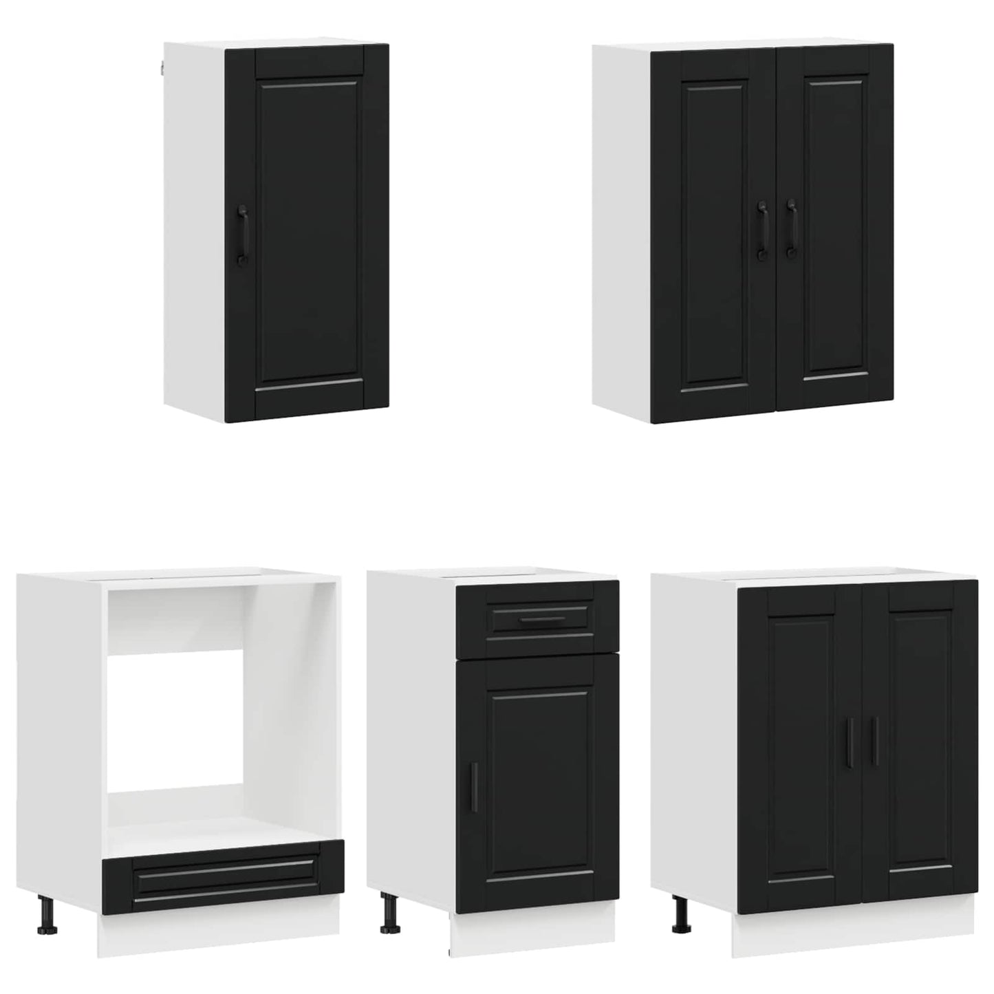 Kücheneinheit Porto 5 Pcs Schwarz Holzwerkstoff