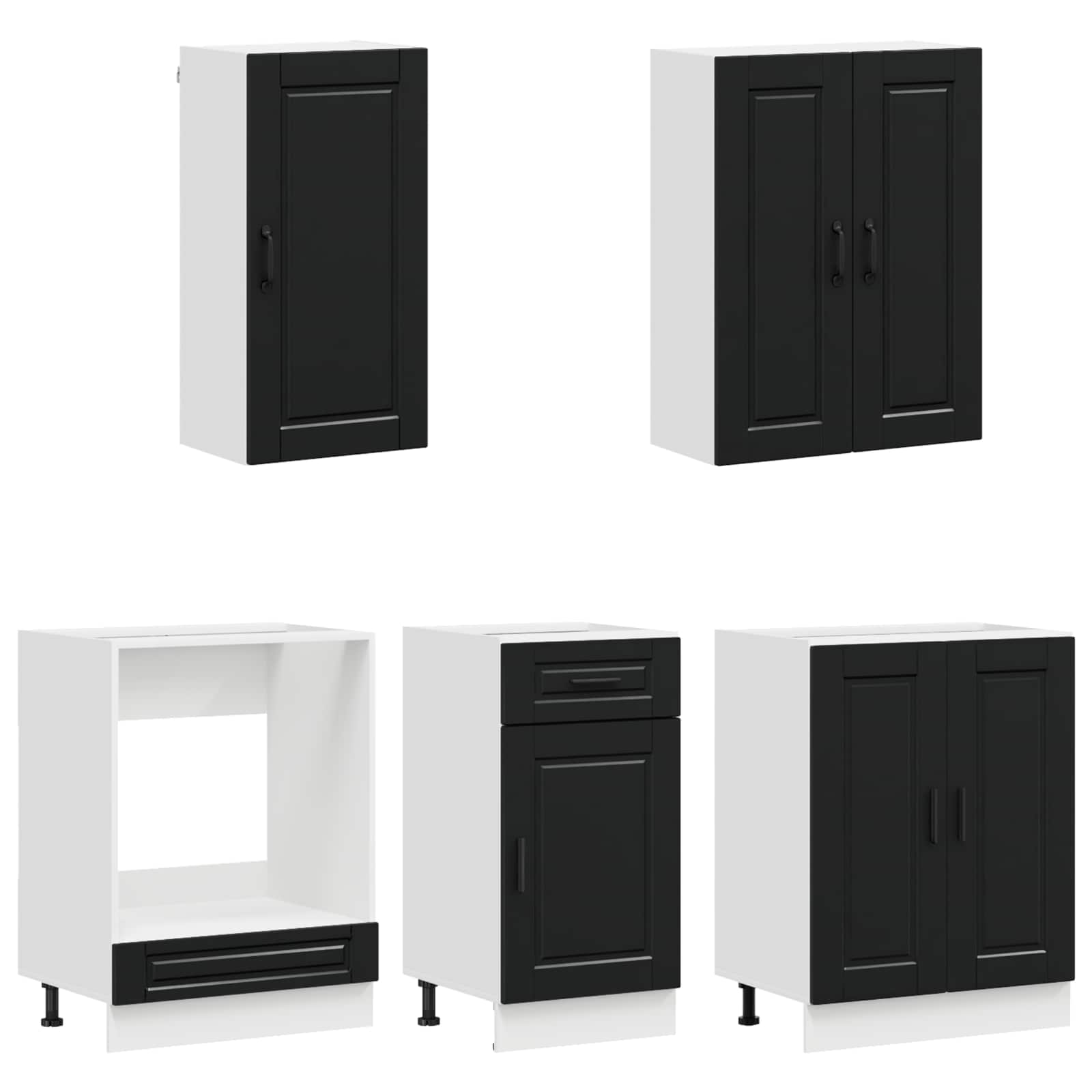 Kücheneinheit Porto 5 Pcs Schwarz Holzwerkstoff