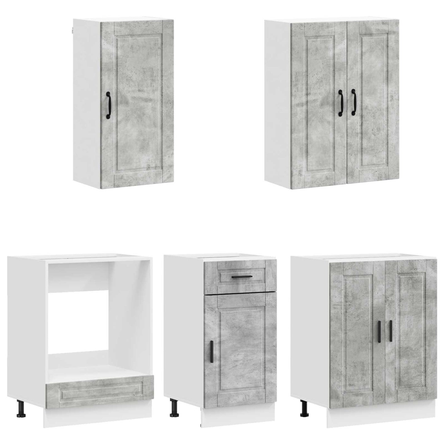 Kücheneinheit Porto 5 Pcs Betongrau Holzwerkstoff