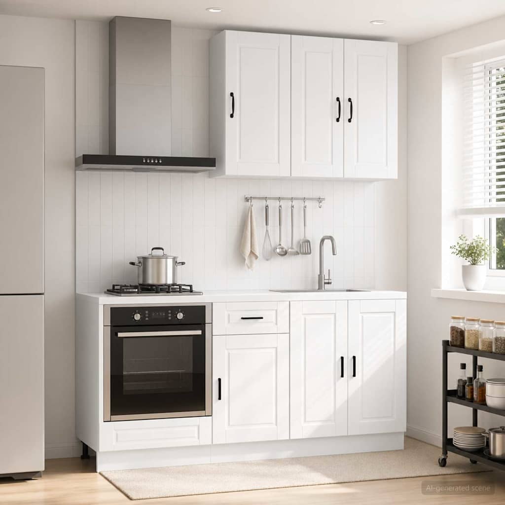 Kücheneinheit Porto 5 Pcs Hochglanz Weiß Holzwerkstoff