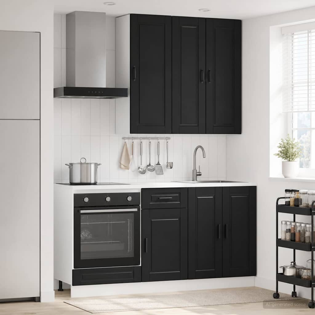 Kücheneinheit Porto 5 Pcs Schwarz Holzwerkstoff