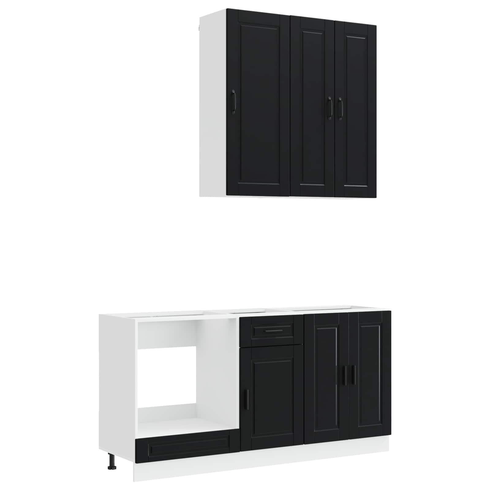 Kücheneinheit Porto 5 Pcs Schwarz Holzwerkstoff
