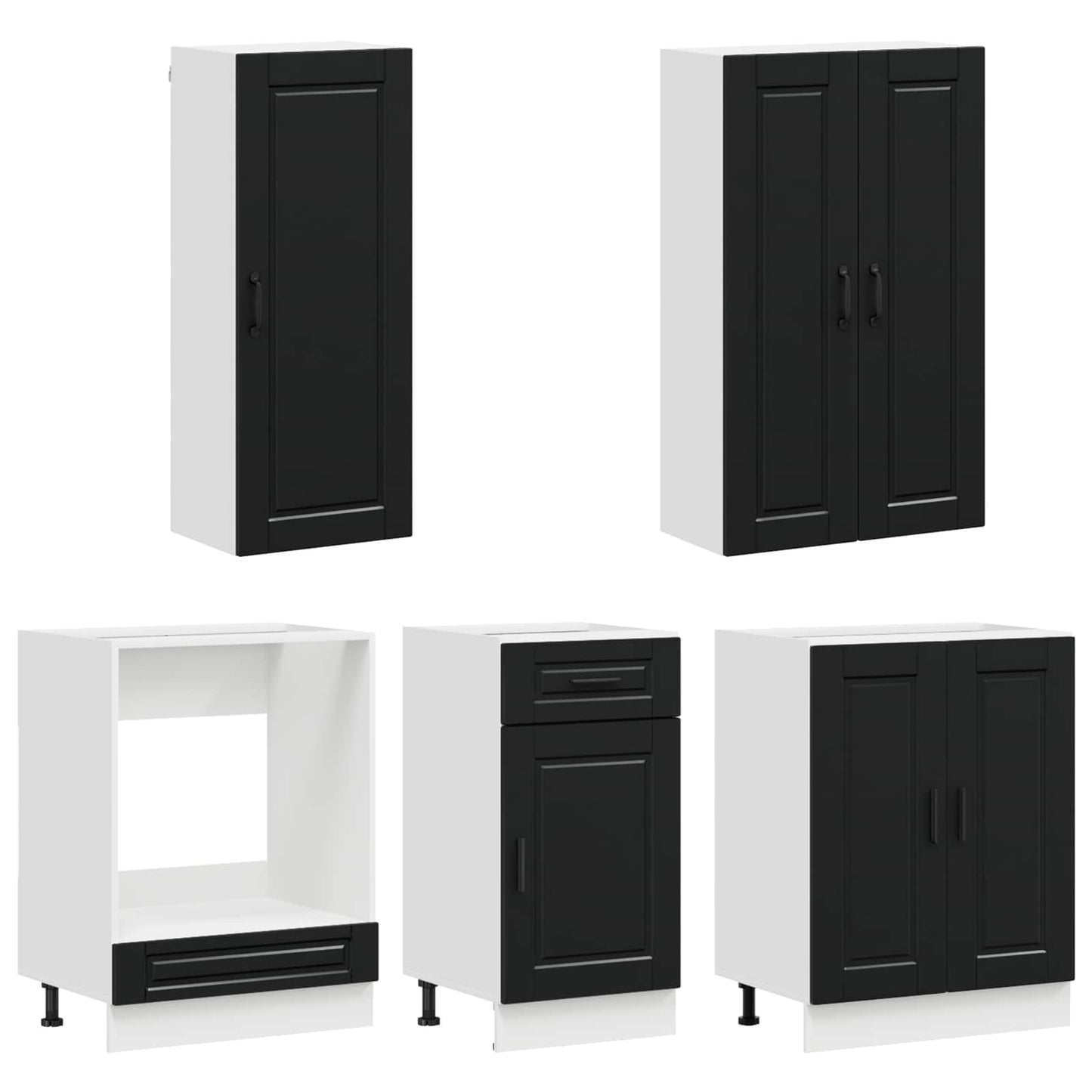 Kücheneinheit Porto 5 Pcs Schwarz Holzwerkstoff