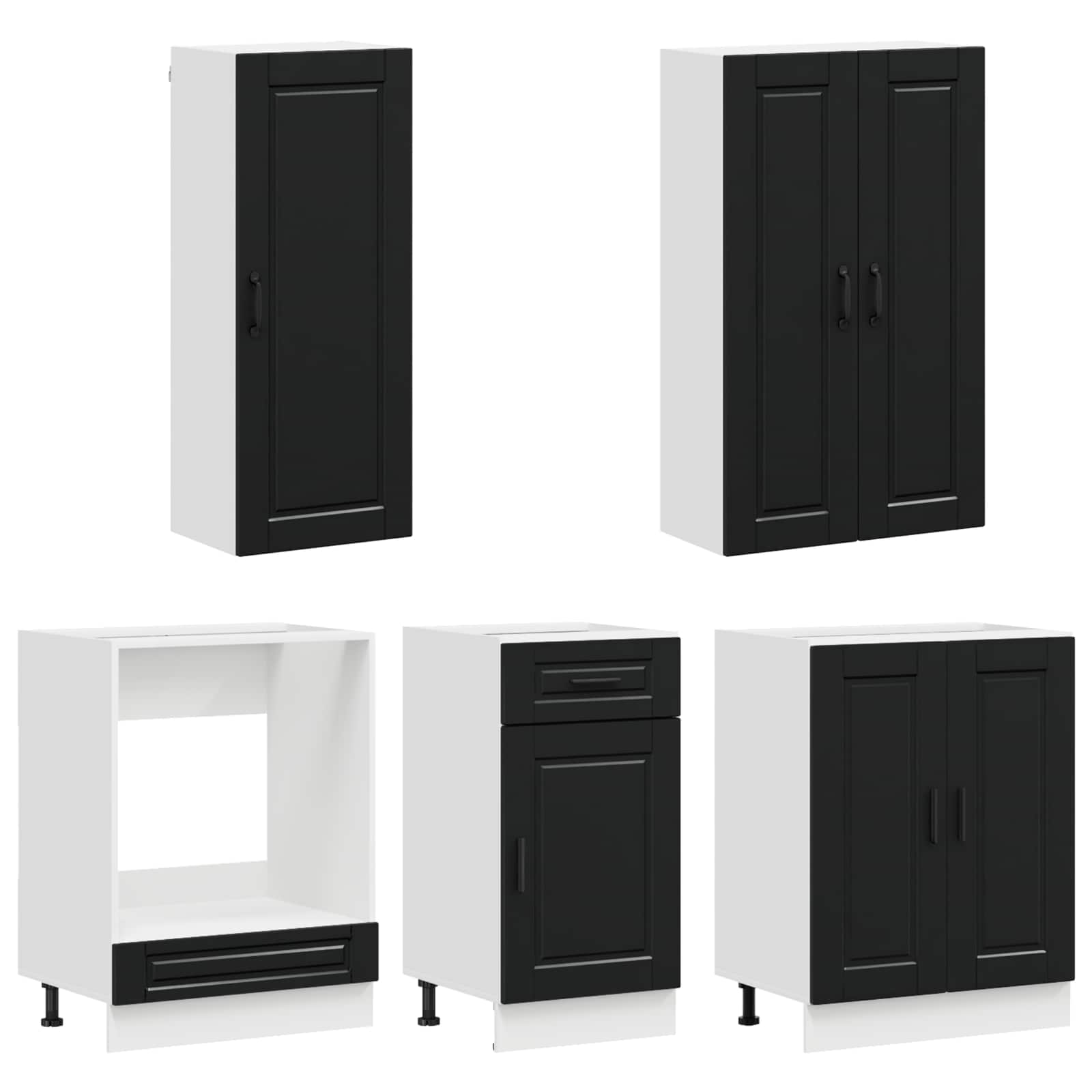 Kücheneinheit Porto 5 Pcs Schwarz Holzwerkstoff