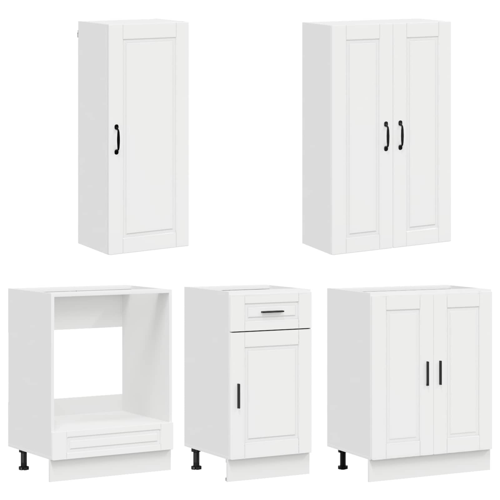Kücheneinheit Porto 5 Pcs Hochglanz Weiß Holzwerkstoff