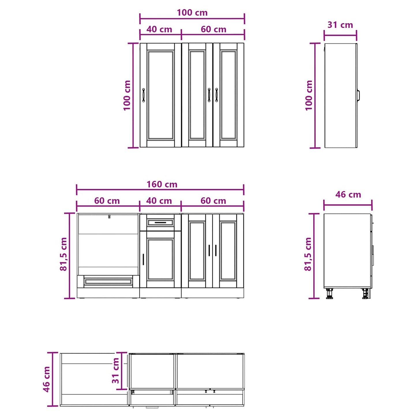Kücheneinheit Porto 5 Pcs Grau Sonoma Holzwerkstoff