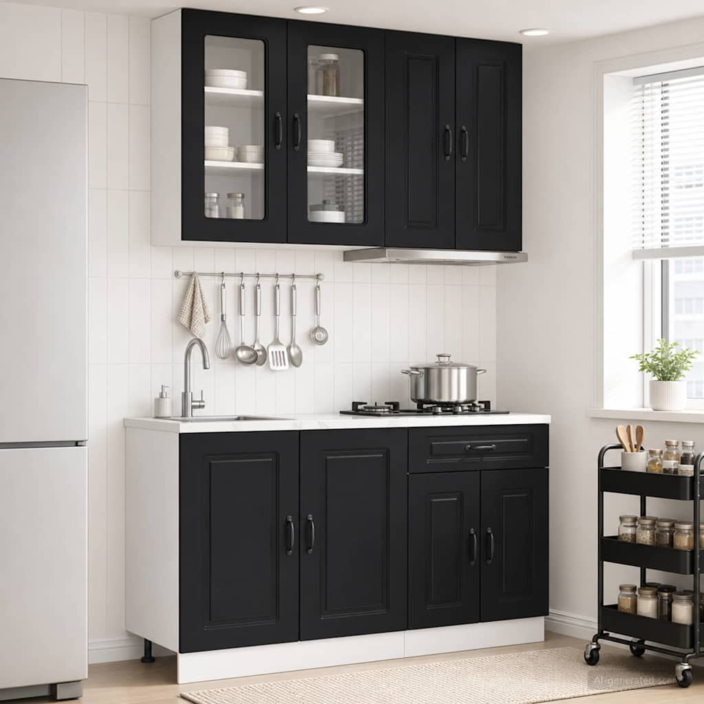 Kücheneinheit Kalmar 4 Pcs Schwarz Holzwerkstoff
