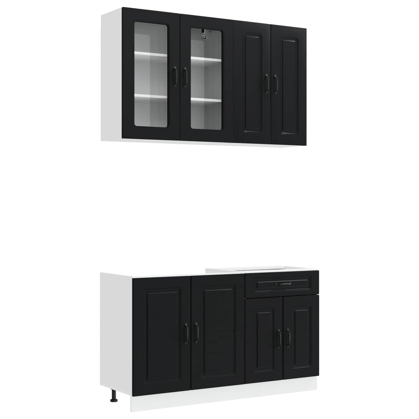 Kücheneinheit Kalmar 4 Pcs Schwarz Holzwerkstoff