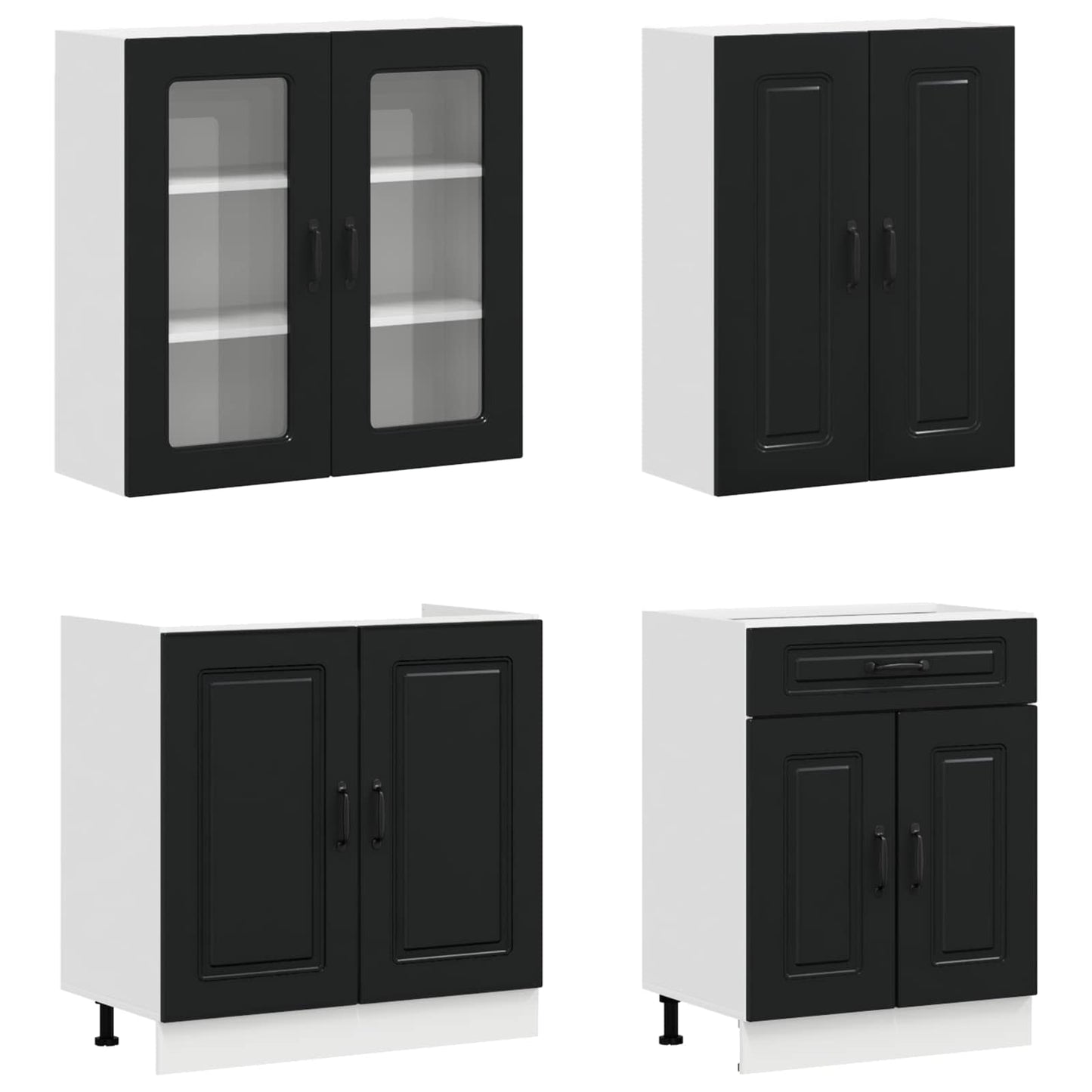 Kücheneinheit Kalmar 4 Pcs Schwarz Holzwerkstoff