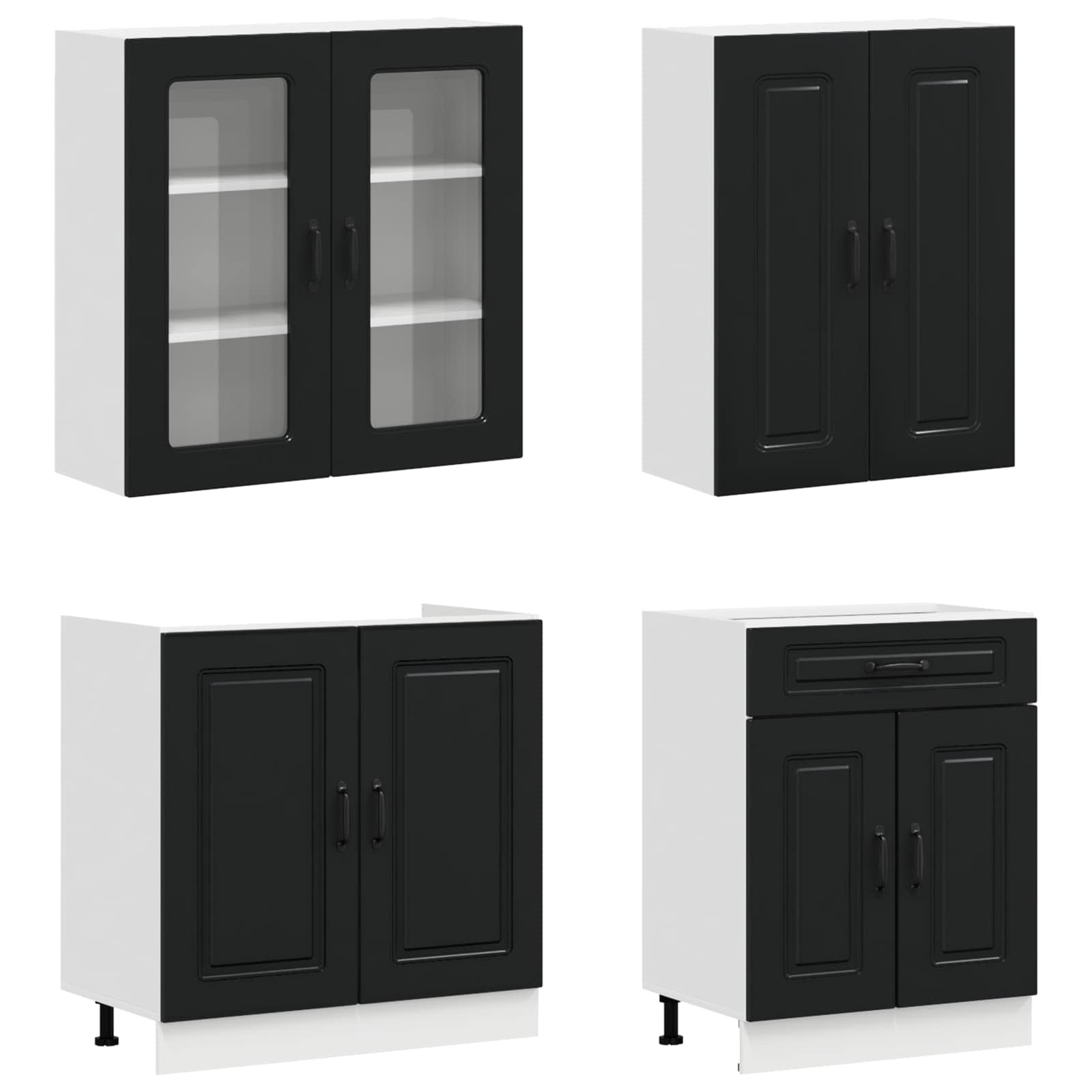 Kücheneinheit Kalmar 4 Pcs Schwarz Holzwerkstoff