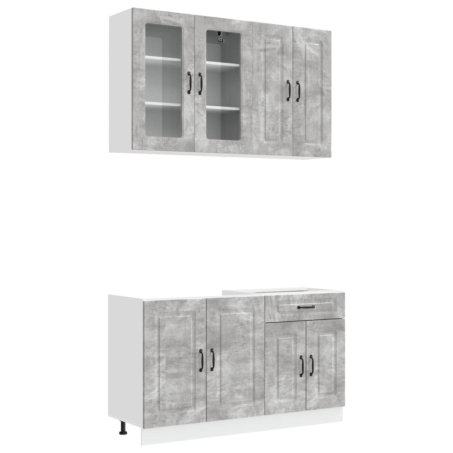 Kücheneinheit Kalmar 4 Pcs Betongrau Holzwerkstoff