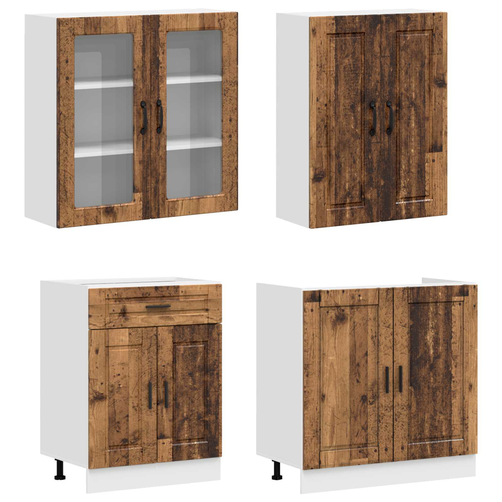 Kücheneinheit Kalmar 4 Pcs Altholz Holzwerkstoff