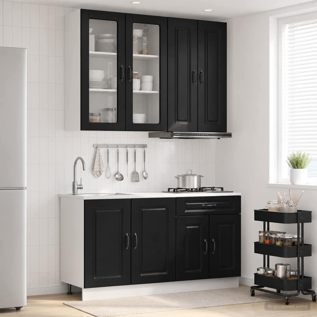 Kücheneinheit Kalmar 4 Pcs Schwarz Holzwerkstoff