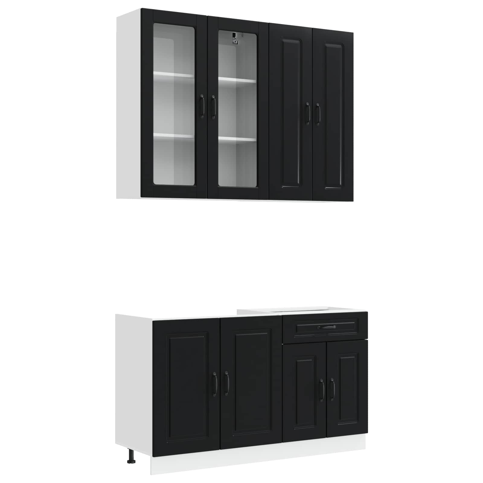Kücheneinheit Kalmar 4 Pcs Schwarz Holzwerkstoff