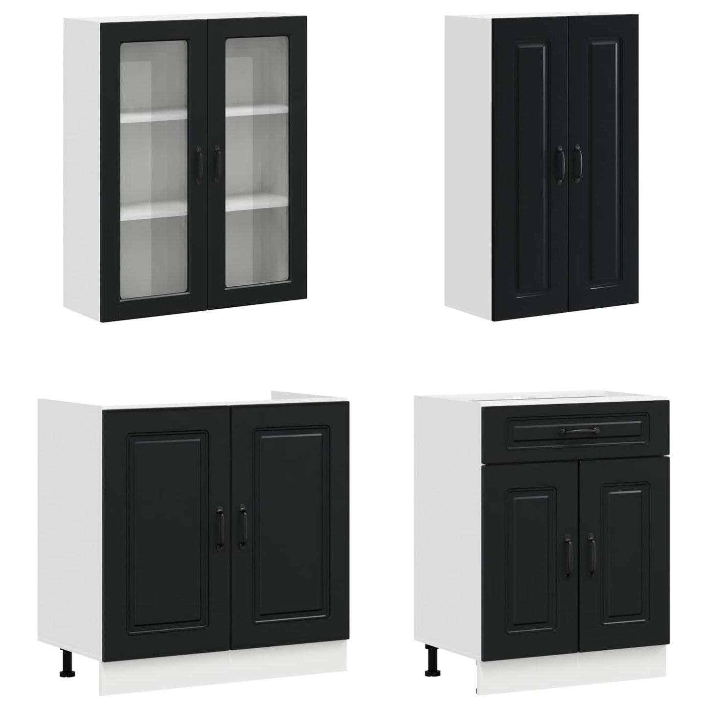 Kücheneinheit Kalmar 4 Pcs Schwarz Holzwerkstoff