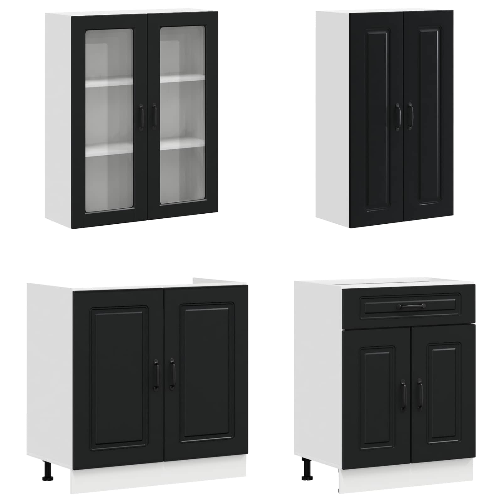 Kücheneinheit Kalmar 4 Pcs Schwarz Holzwerkstoff