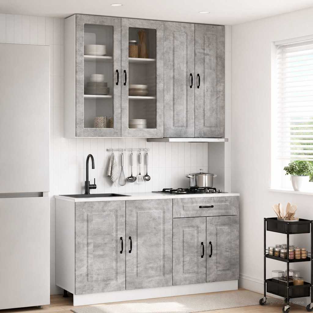 Kücheneinheit Kalmar 4 Pcs Betongrau Holzwerkstoff