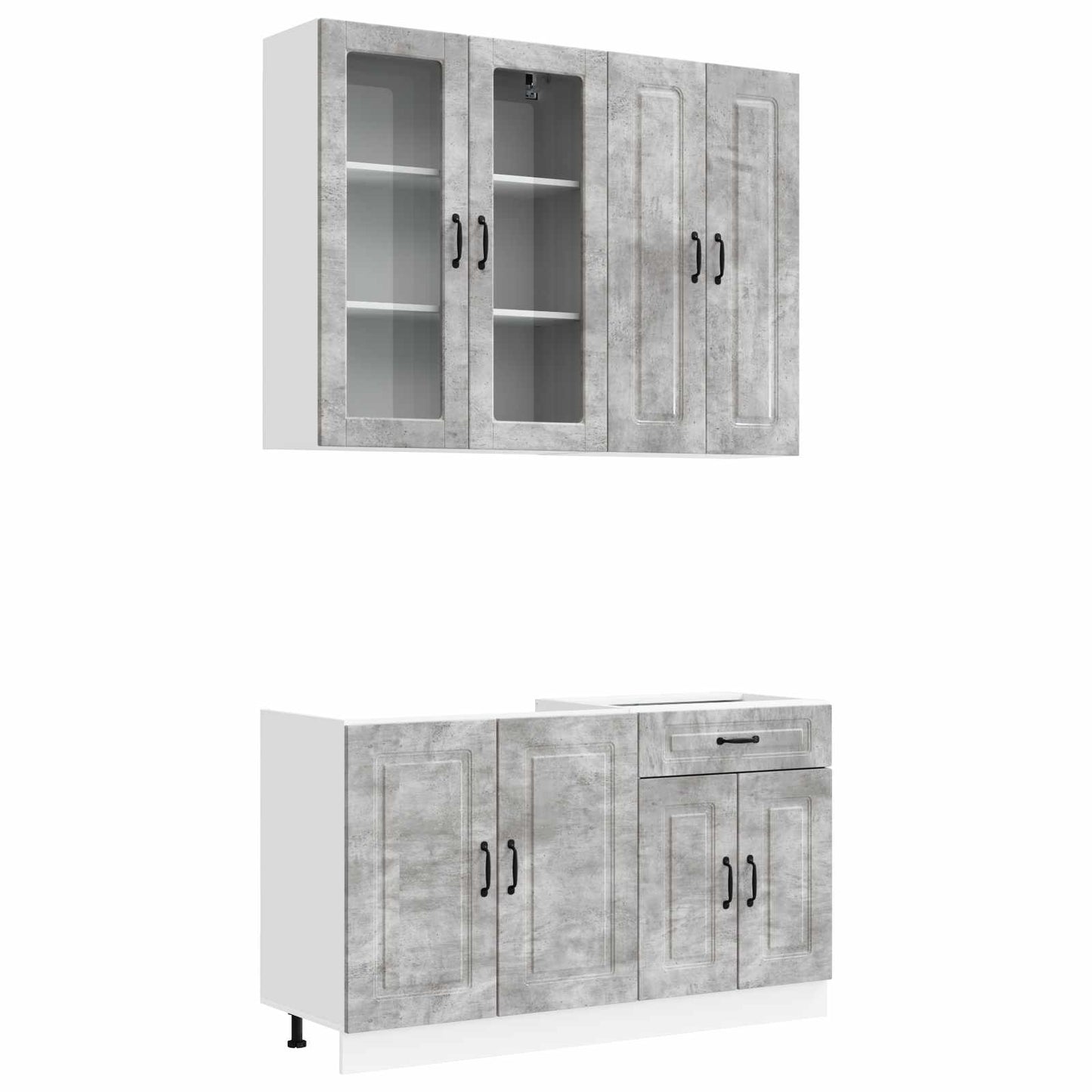 Kücheneinheit Kalmar 4 Pcs Betongrau Holzwerkstoff