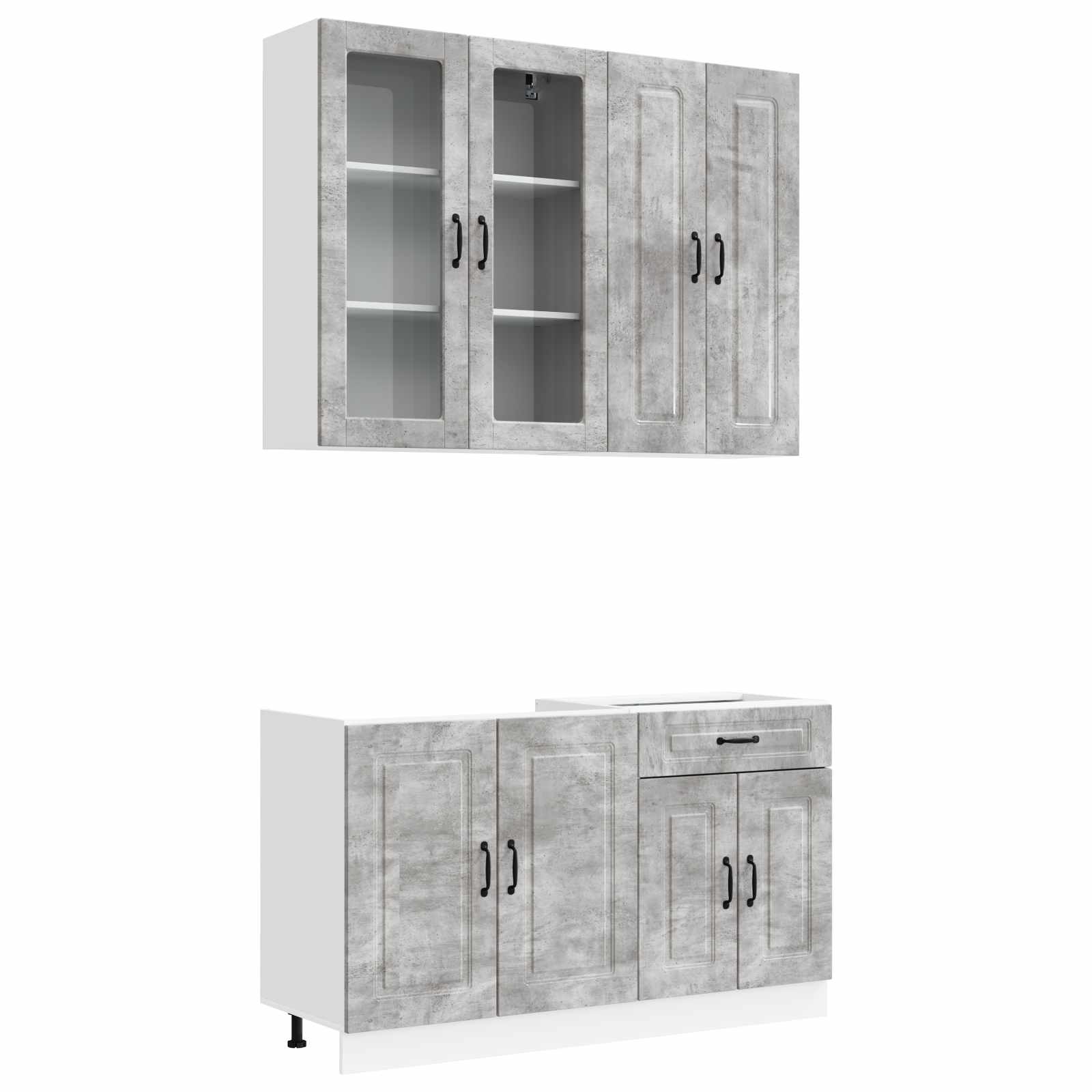 Kücheneinheit Kalmar 4 Pcs Betongrau Holzwerkstoff