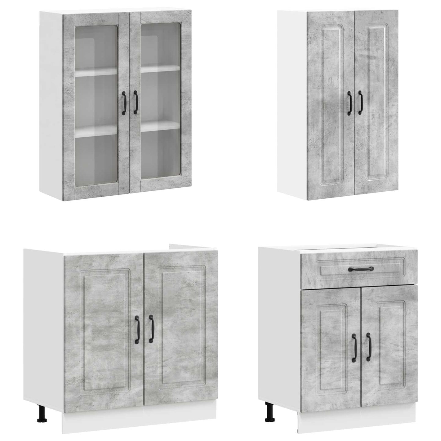 Kücheneinheit Kalmar 4 Pcs Betongrau Holzwerkstoff