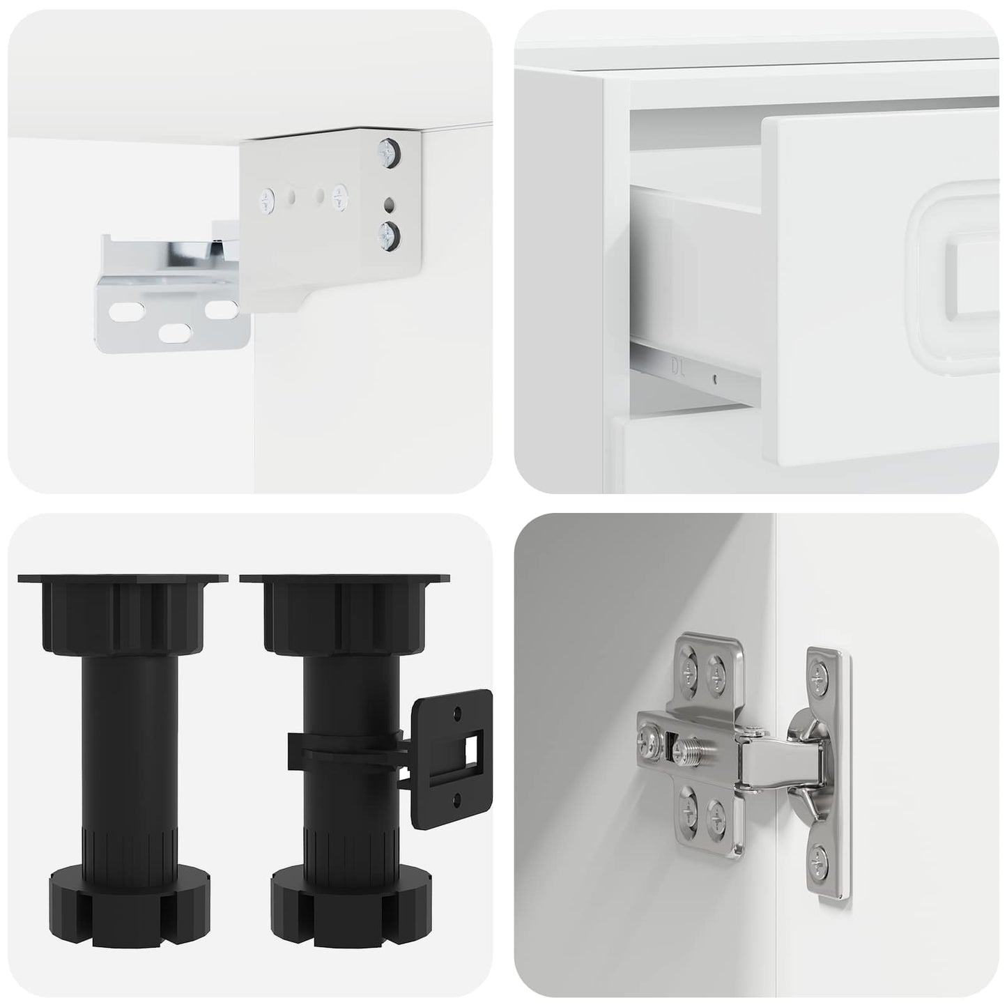 Kücheneinheit Kalmar 4 Pcs Hochglanz Weiß Holzwerkstoff