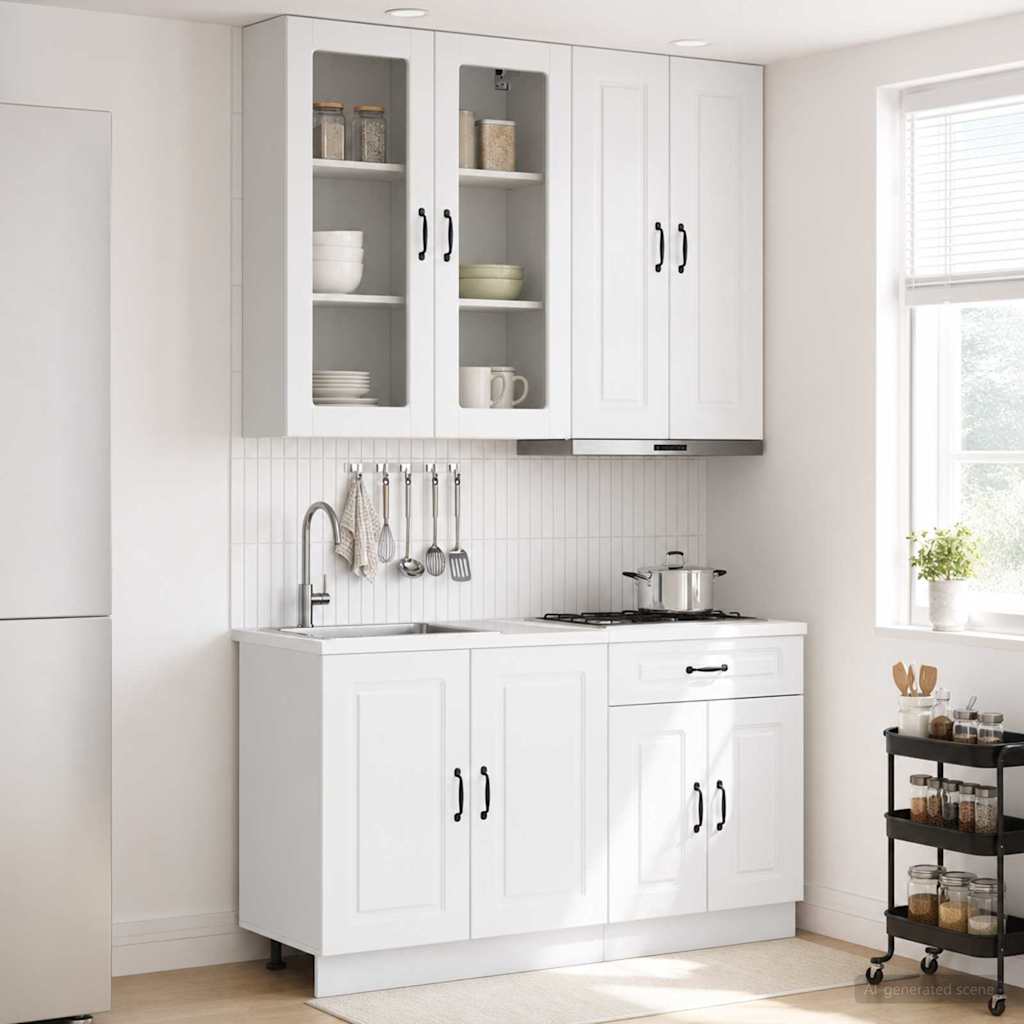 Kücheneinheit Kalmar 4 Pcs Hochglanz Weiß Holzwerkstoff