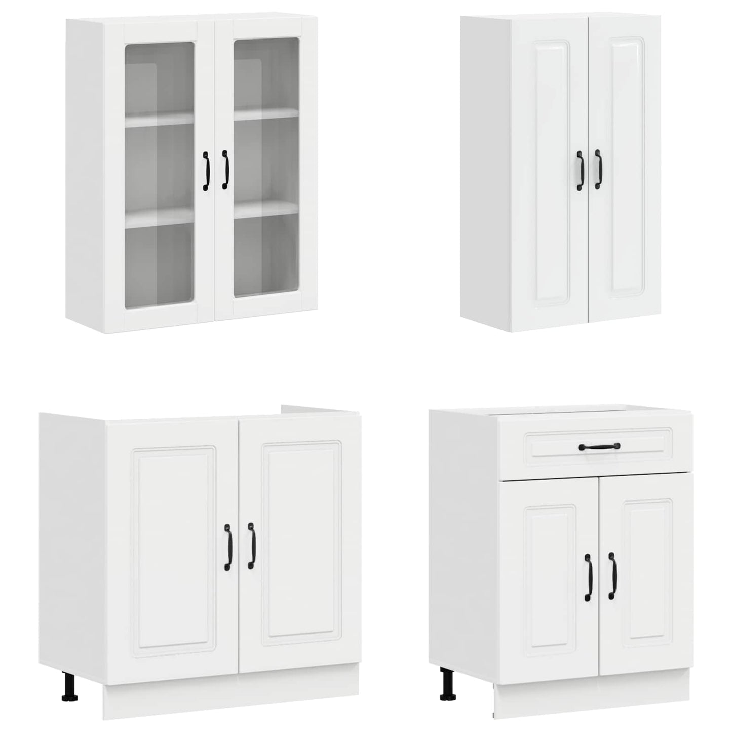 Kücheneinheit Kalmar 4 Pcs Hochglanz Weiß Holzwerkstoff
